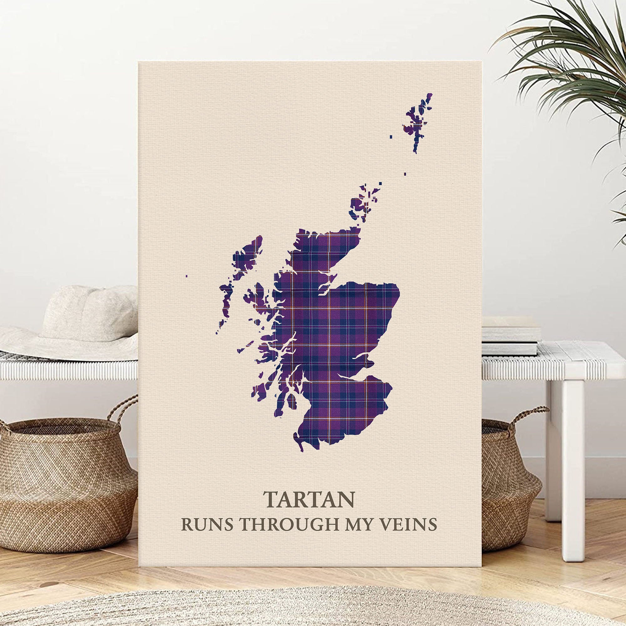 Clan Gretna Green Tartan Scotland Map Canvas “Tartan Runs Through My Veins” Wall Art ZV40