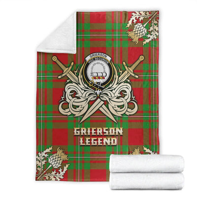 Clan Grierson Tartan Gold Courage Symbol Blanket