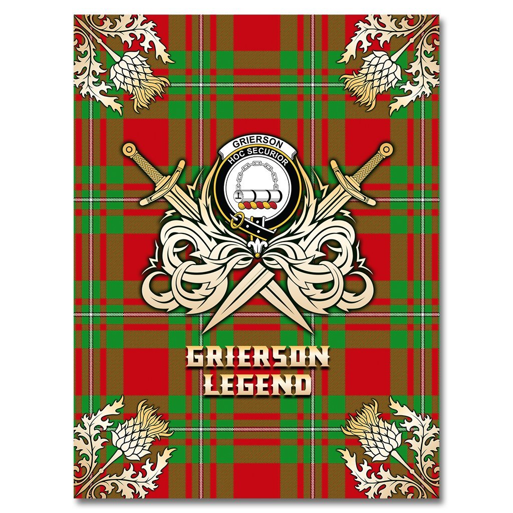 Clan Grierson Tartan Gold Courage Symbol Blanket VG27 Clan Grierson Tartan Today   