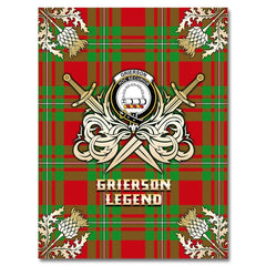 Clan Grierson Tartan Gold Courage Symbol Blanket VG27 Clan Grierson Tartan Today   