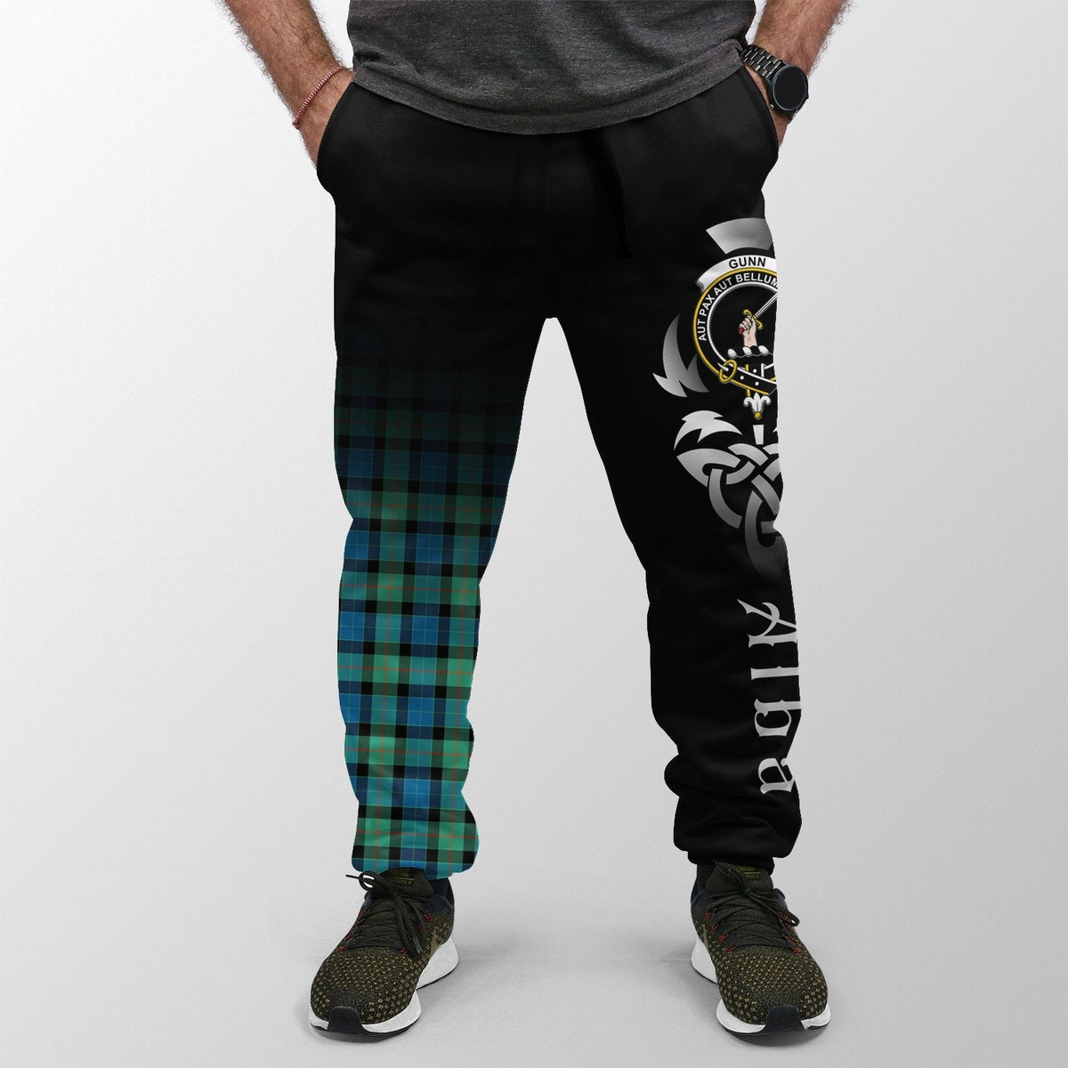 Clan Gunn Ancient Tartan Crest Jogger Sweatpants  Alba Celtic Style VD15 Clan Gunn Tartan Today   