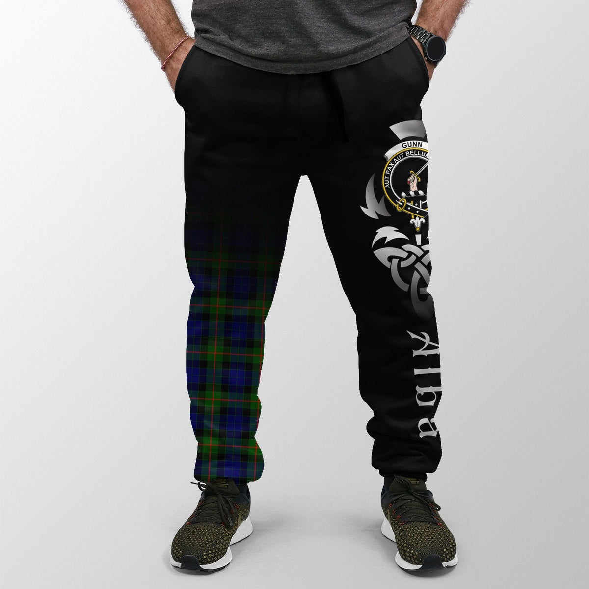 Clan Gunn Modern Tartan Crest Jogger Sweatpants  Alba Celtic Style WT49 Clan Gunn Tartan Today   