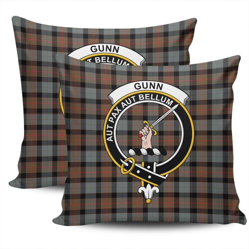 Clan Gunn Weathered Tartan Crest Pillow Cover CA19 Clan Gunn Tartan Today   