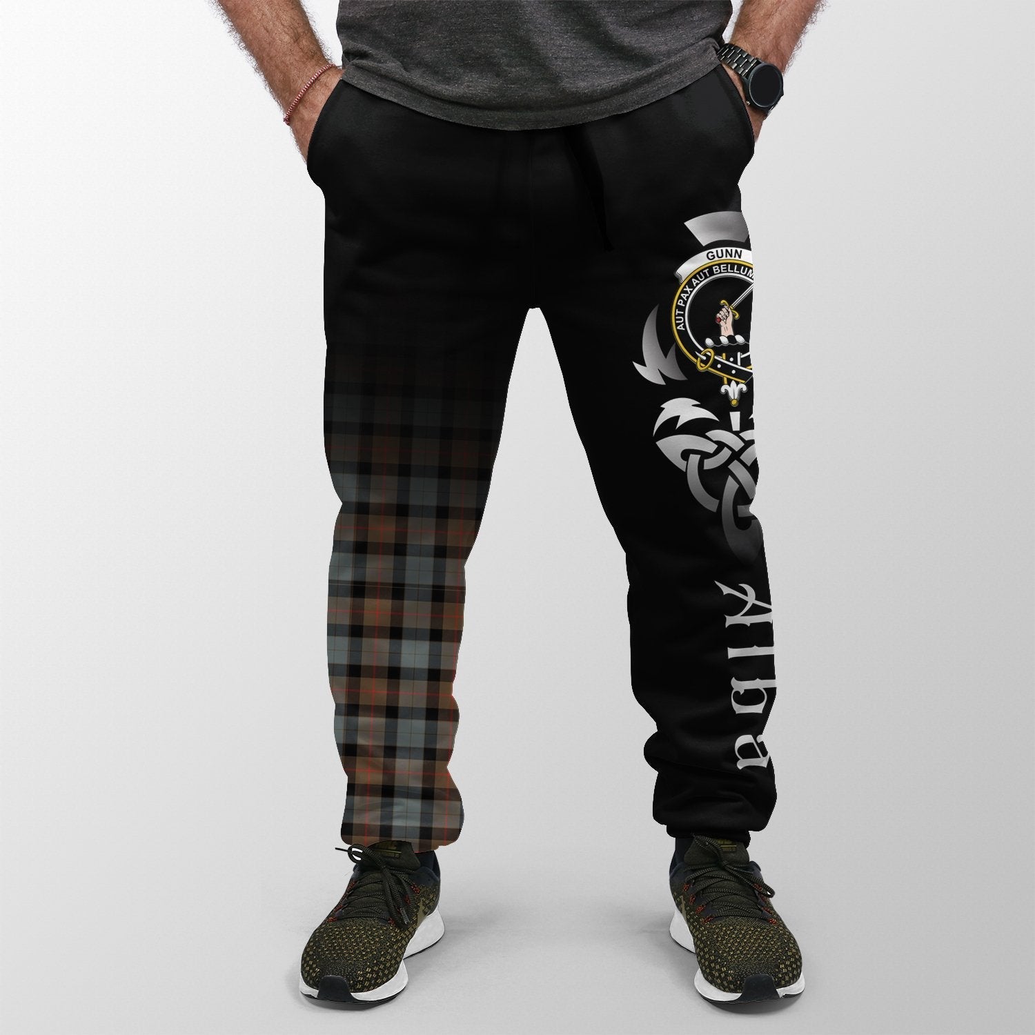 Clan Gunn Weathered Tartan Crest Jogger Sweatpants  Alba Celtic Style YH51 Clan Gunn Tartan Today   