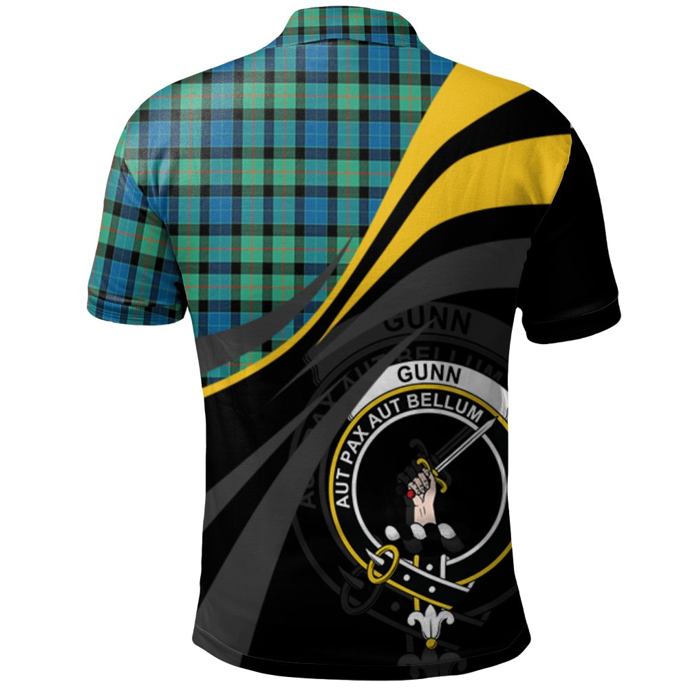 Clan Gunn Ancient Tartan Polo Shirt - Royal Coat Of Arms Style IP12 Gunn Ancient Tartan Tartan Polo   