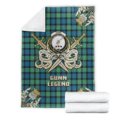 Clan Gunn Ancient Tartan Gold Courage Symbol Blanket WQ64 Clan Gunn Tartan Today   
