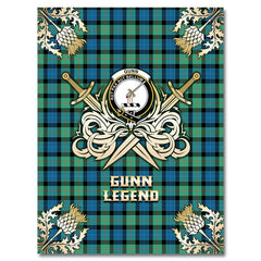 Clan Gunn Ancient Tartan Gold Courage Symbol Blanket WQ64 Clan Gunn Tartan Today   