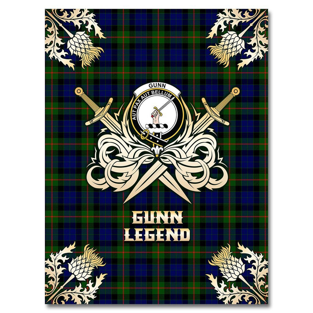 Clan Gunn Modern Tartan Gold Courage Symbol Blanket VH44 Clan Gunn Tartan Today   