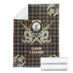 Clan Gunn Weathered Tartan Gold Courage Symbol Blanket LE42 Clan Gunn Tartan Today   