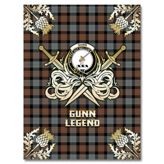 Clan Gunn Weathered Tartan Gold Courage Symbol Blanket LE42 Clan Gunn Tartan Today   