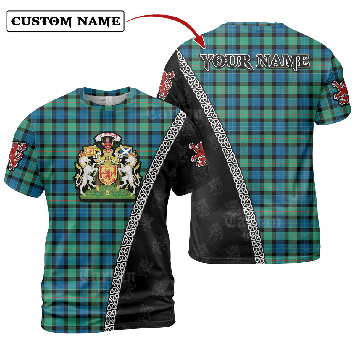 Gunn Ancient Tartan Shirt with Scotland Coat of Arms & Custom Name BL41