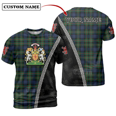 Personalized Clan Gunn Modern Tartan Shirt with Scotland Coat of Arms & Custom Name
