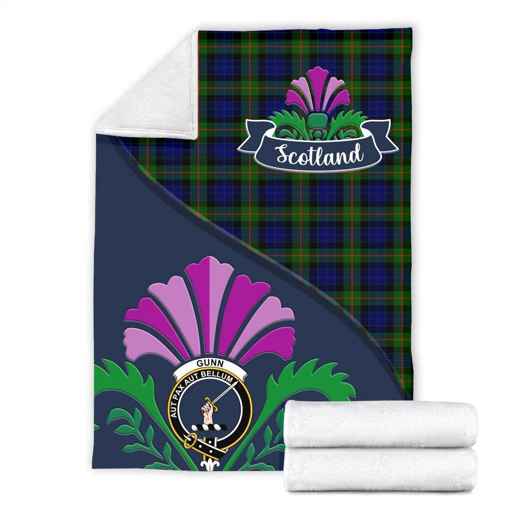 Clan Gunn Tartan Crest Premium Blanket Thistle Style BR97 Clan Gunn Tartan Today   