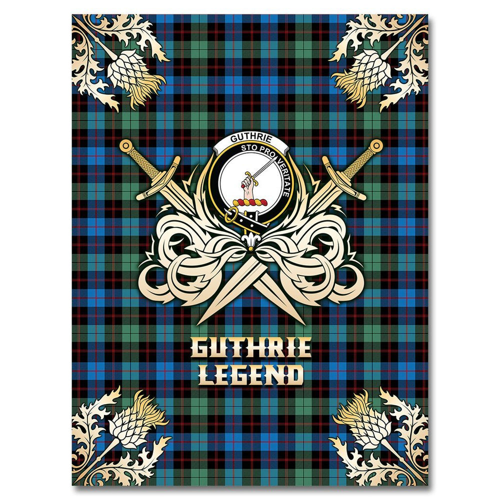 Clan Guthrie Ancient Tartan Gold Courage Symbol Blanket UB39 Clan Guthrie Tartan Today   