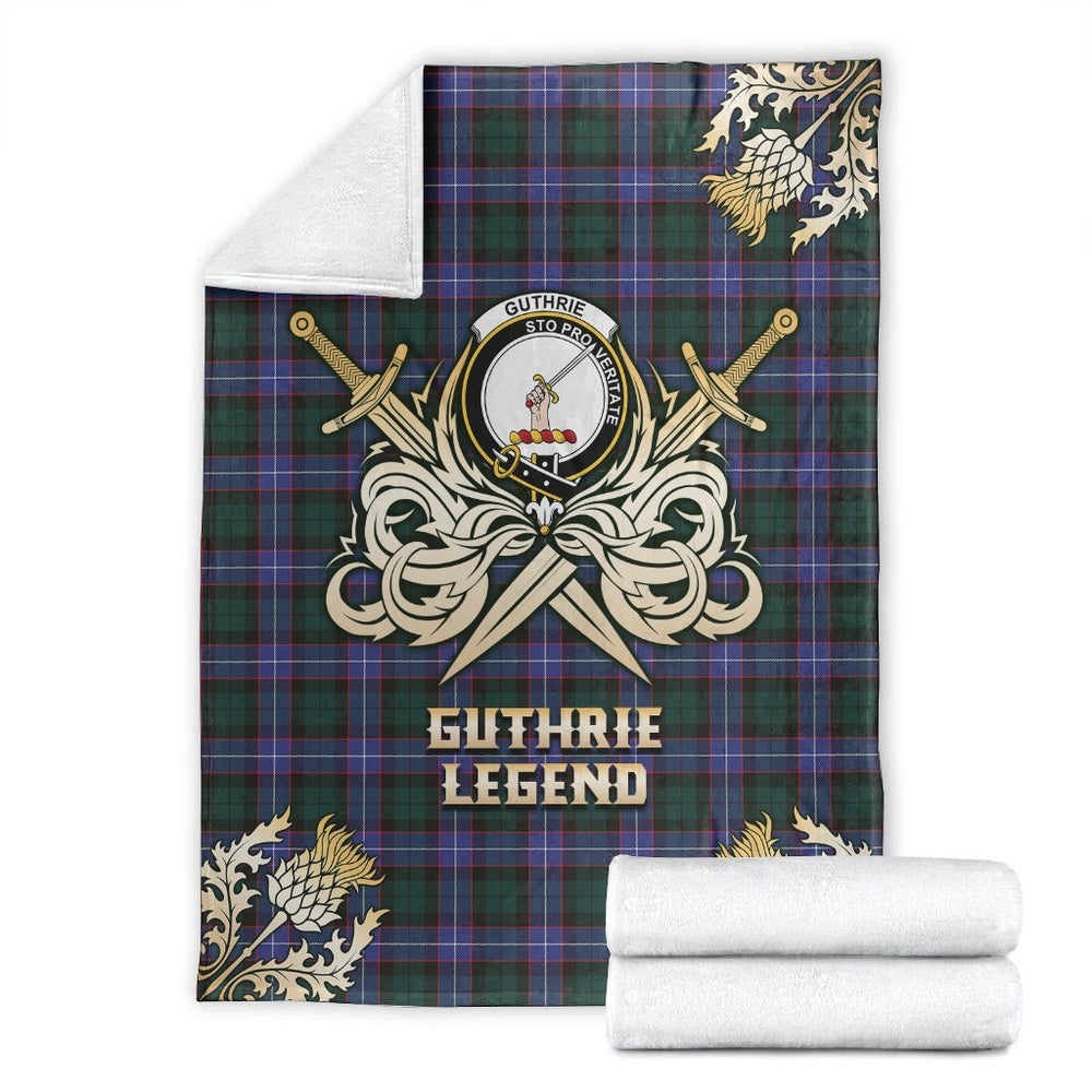 Clan Guthrie Modern Tartan Gold Courage Symbol Blanket NG50 Clan Guthrie Tartan Today   