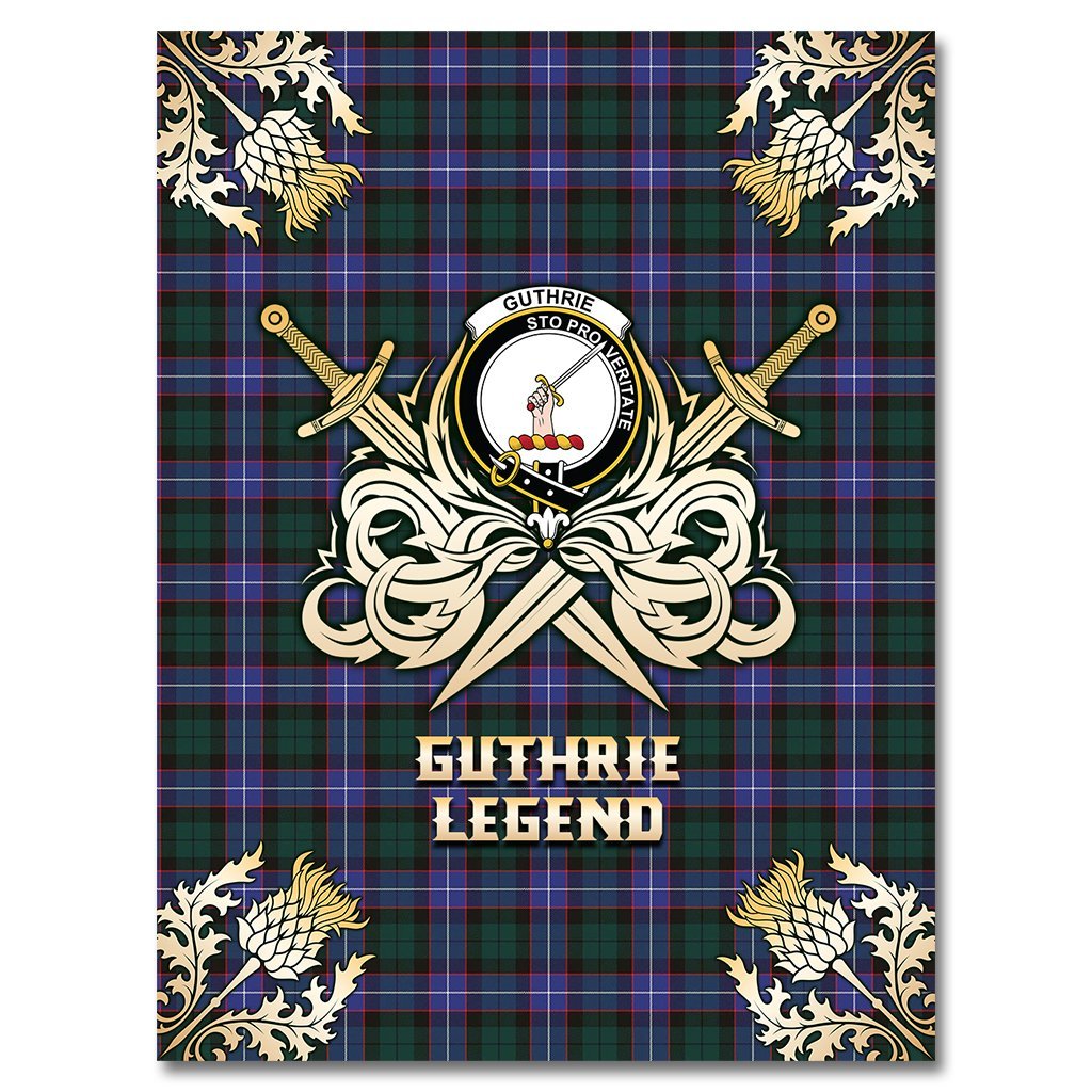 Clan Guthrie Modern Tartan Gold Courage Symbol Blanket NG50 Clan Guthrie Tartan Today   