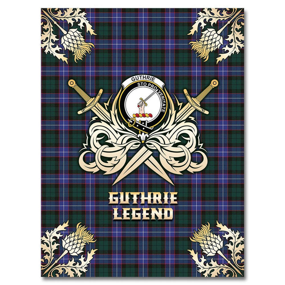 Clan Guthrie Modern Tartan Gold Courage Symbol Blanket NG50 Clan Guthrie Tartan Today   