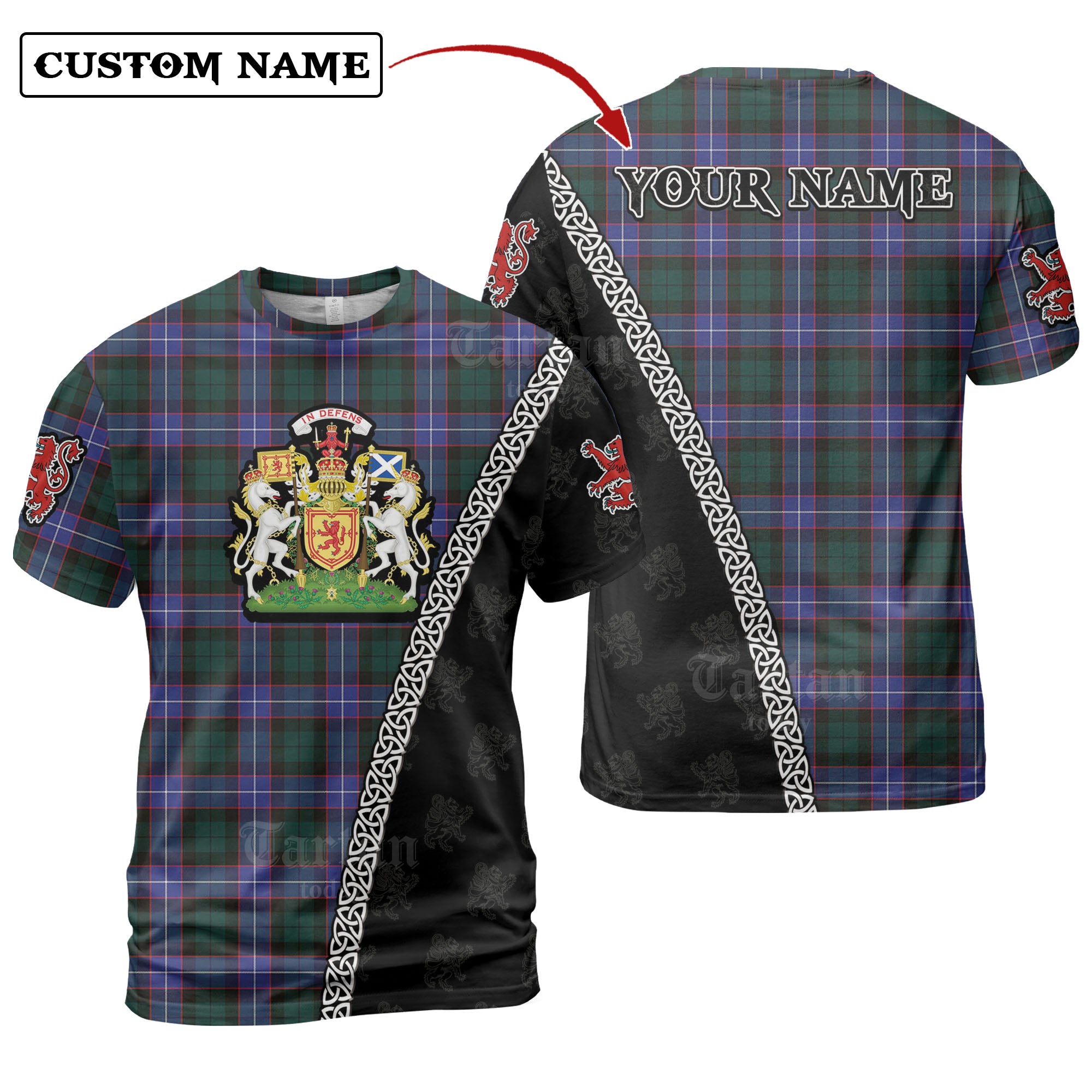 Guthrie Modern Tartan Shirt with Scotland Coat of Arms & Custom Name GF80