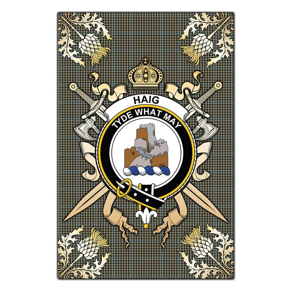 Clan Haig Tartan Crest Black Garden Flag  - Gold Thistle  RK17 Clan Haig Tartan Today   