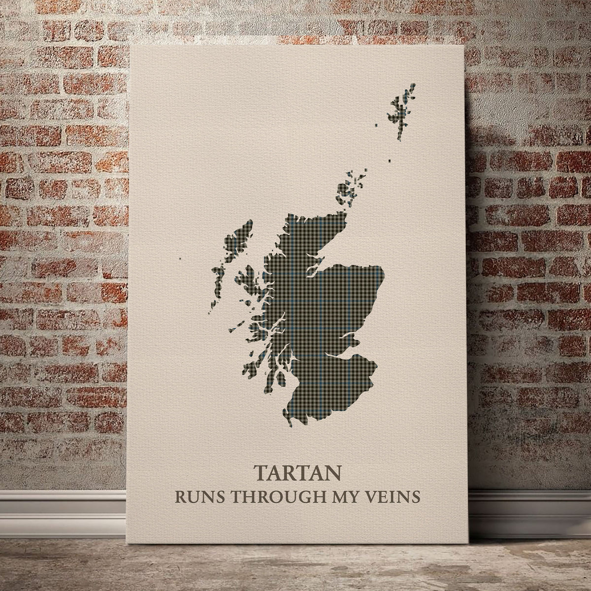 Haig Check Tartan Scotland Map Canvas – “Tartan Runs Through My Veins” Wall Art