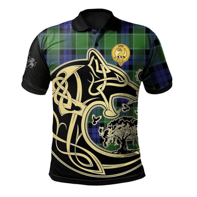 Clan Haldane Tartan Polo Shirt Viking Wolf