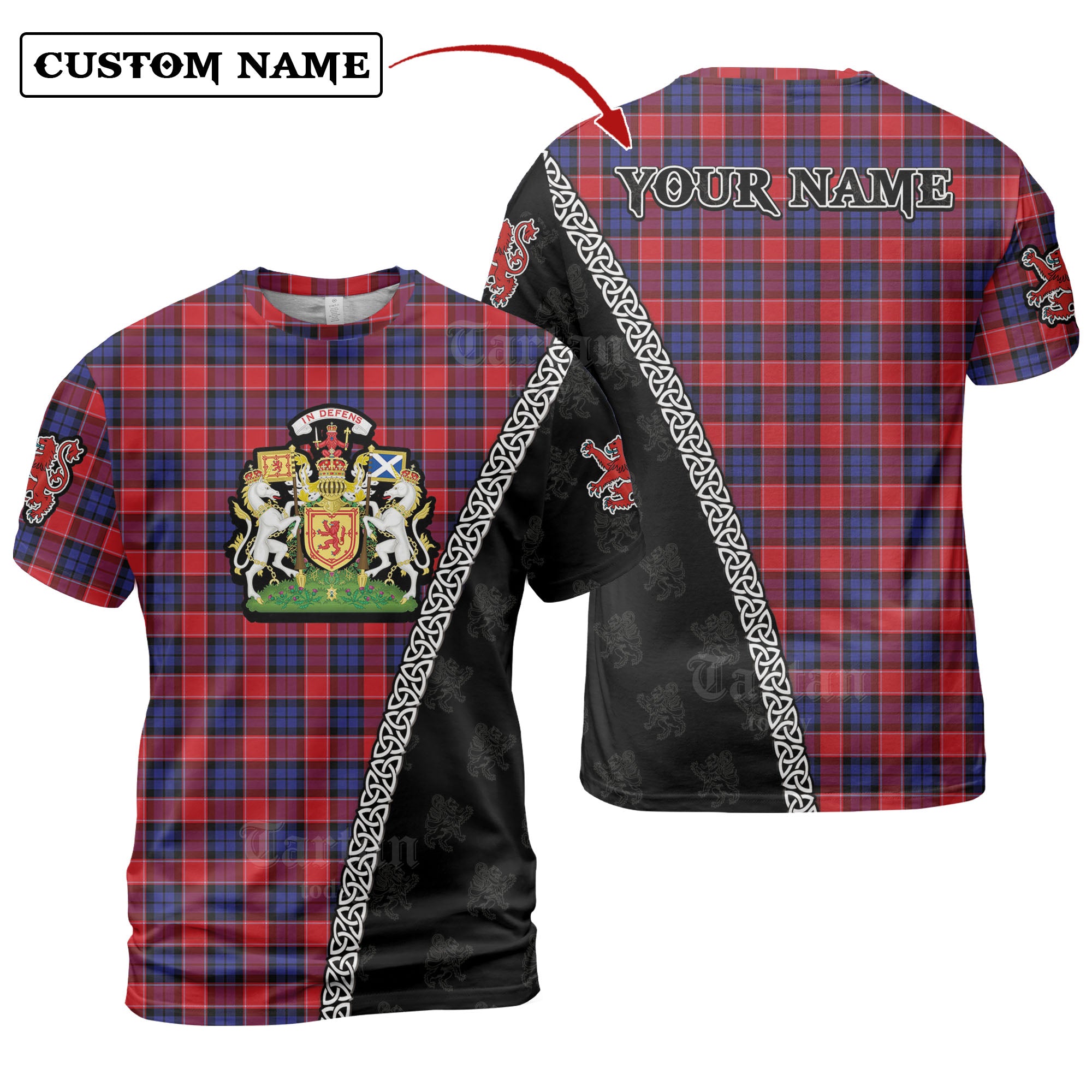 Haldane 1 Tartan Shirt with Scotland Coat of Arms & Custom Name HG94