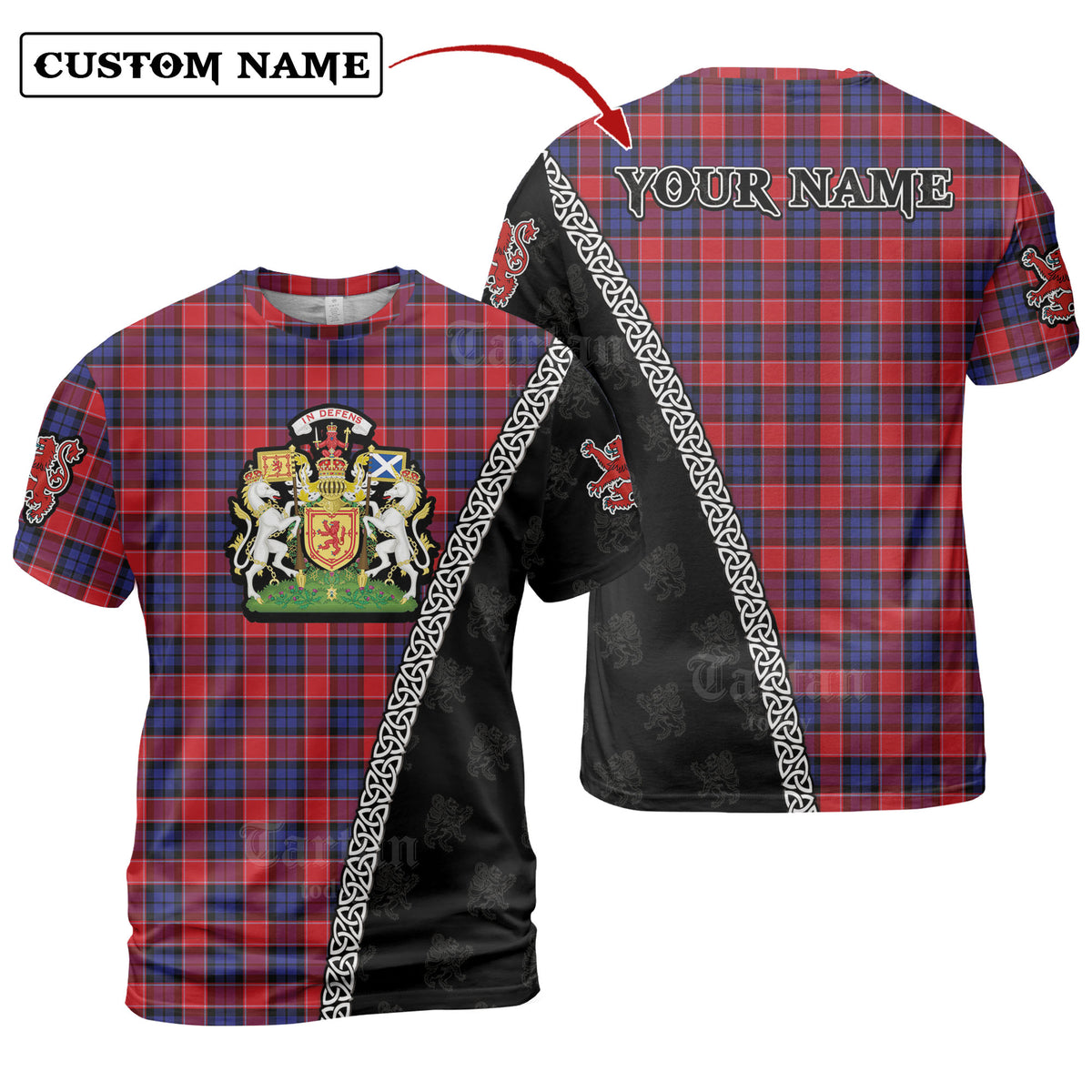 Haldane 1 Tartan Shirt with Scotland Coat of Arms & Custom Name HG94