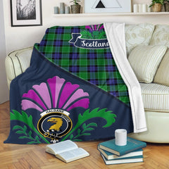 Clan Haldane Tartan Crest Premium Blanket Thistle Style II60 Clan Haldane Tartan Today   