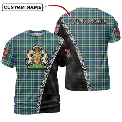 Personalized Clan Haliburton Tartan Shirt with Scotland Coat of Arms & Custom Name