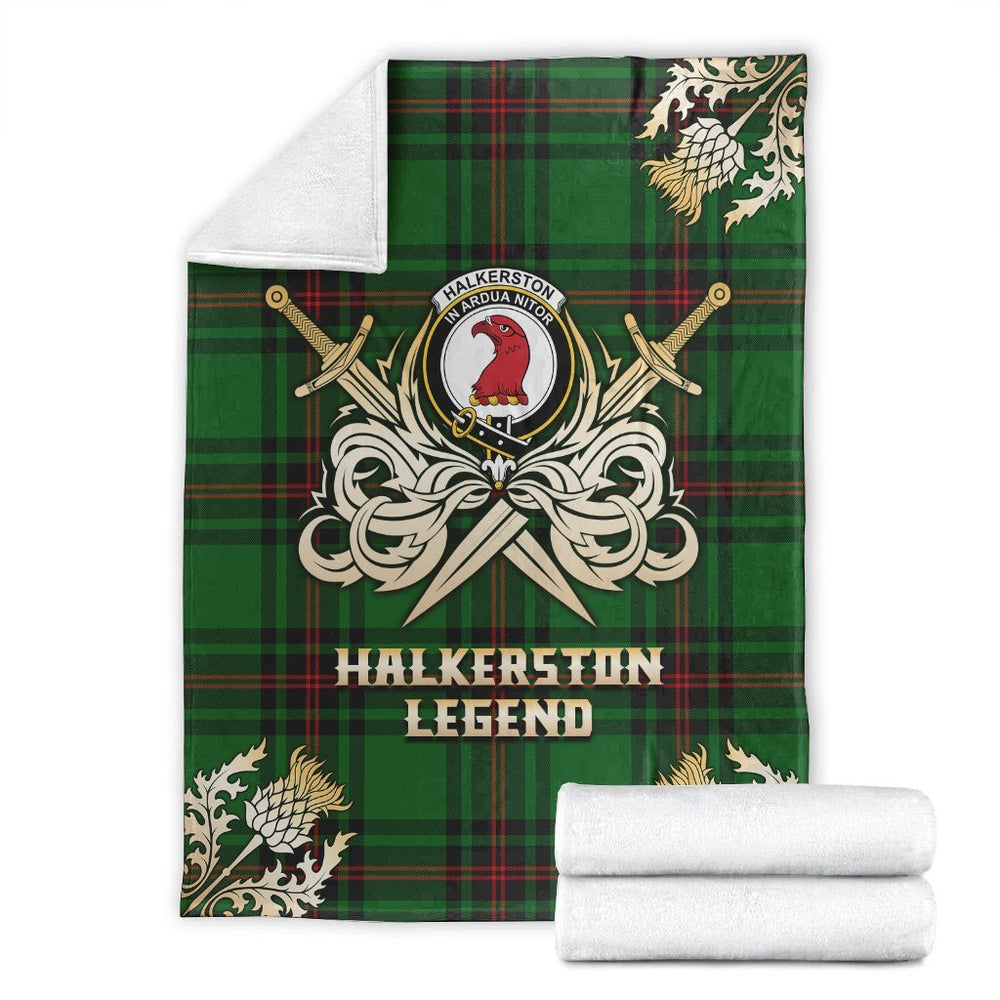Clan Halkerston Tartan Gold Courage Symbol Blanket GW29 Clan Halkerston Tartan Today   