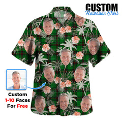 Clan Halkerston Tartan Custom Face Hawaiian Shirt – Unisex Gift for Family Members, Summer Party WK12 Halkerston Tartan Tartan Hawaii Shirt