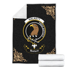 Clan Halkett Crest Tartan Premium Blanket Black LG91 Clan Halkett Tartan Today   