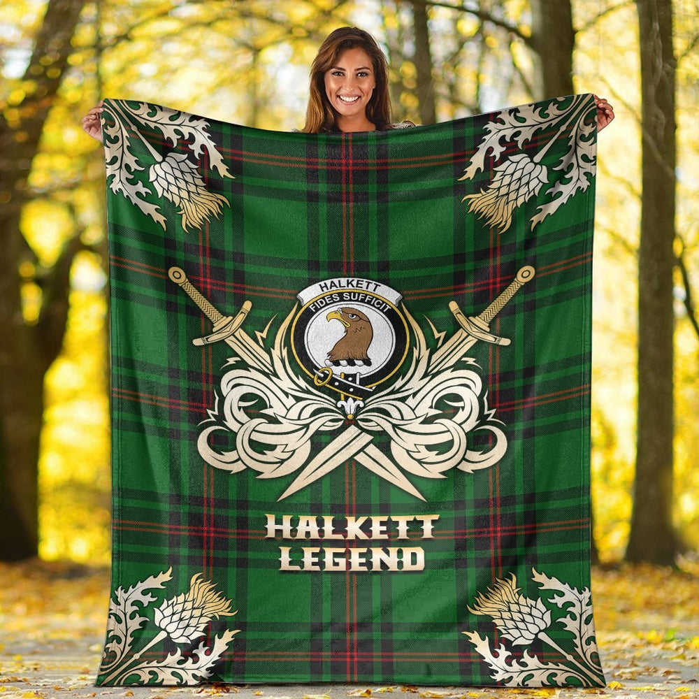 Clan Halkett Tartan Gold Courage Symbol Blanket RN26 Clan Halkett Tartan Today   