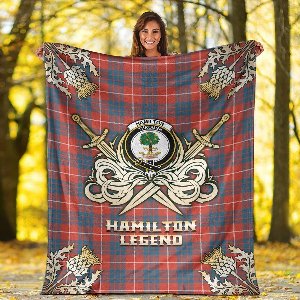 Clan Hamilton Ancient Tartan Gold Courage Symbol Blanket MP67 Clan Hamilton Tartan Today   