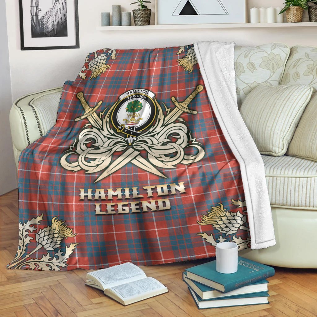 Clan Hamilton Ancient Tartan Gold Courage Symbol Blanket MP67 Clan Hamilton Tartan Today   