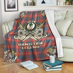 Clan Hamilton Ancient Tartan Gold Courage Symbol Blanket MP67 Clan Hamilton Tartan Today   