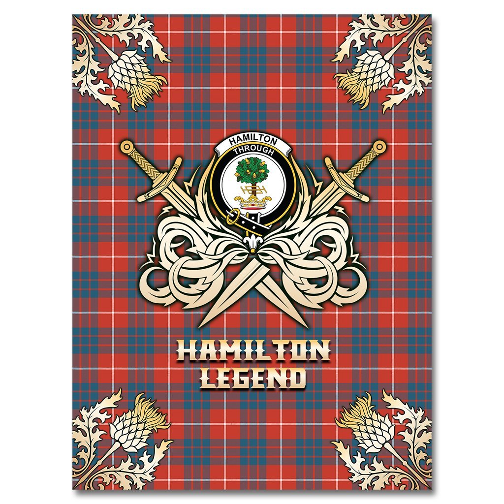 Clan Hamilton Ancient Tartan Gold Courage Symbol Blanket MP67 Clan Hamilton Tartan Today   