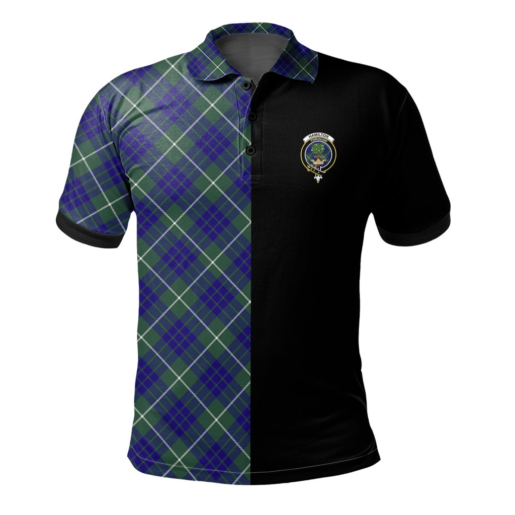 Clan Hamilton Hunting Modern Tartan Polo Shirt Half of Me - Cross Style HP22 Hamilton Hunting Modern Tartan Tartan Polo   