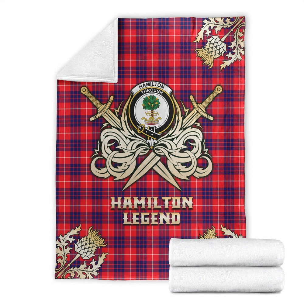 Clan Hamilton Modern Tartan Gold Courage Symbol Blanket AL91 Clan Hamilton Tartan Today   
