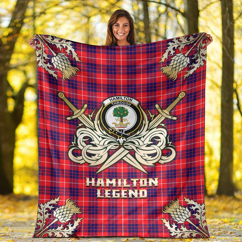 Clan Hamilton Modern Tartan Gold Courage Symbol Blanket AL91 Clan Hamilton Tartan Today   