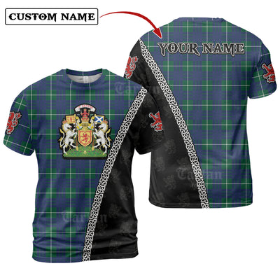 Personalized Clan Hamilton Hunting Modern Tartan Shirt with Scotland Coat of Arms & Custom Name GF37