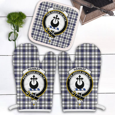 Clan Hannay Modern Tartan Crest Oven Mitt And Pot Holder (2 Oven Mitts + 1 Pot Holder) SJ94