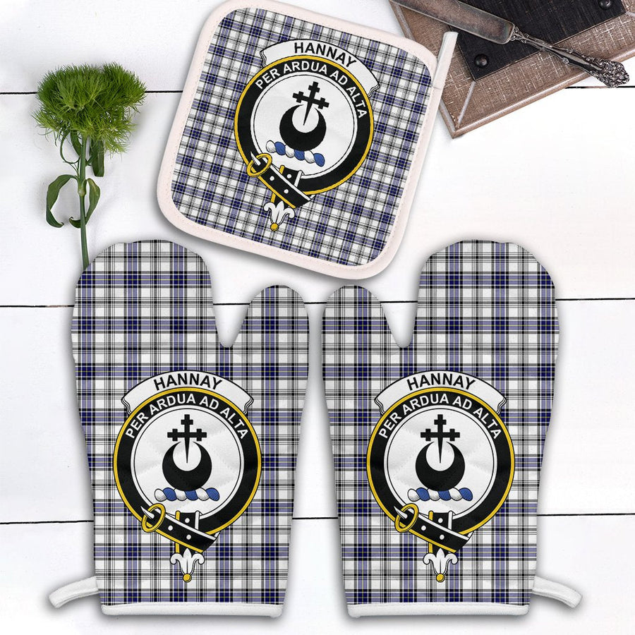 Clan Hannay Modern Tartan Crest Oven Mitt And Pot Holder (2 Oven Mitts + 1 Pot Holder) SJ94 Clan Hannay Tartan Today   