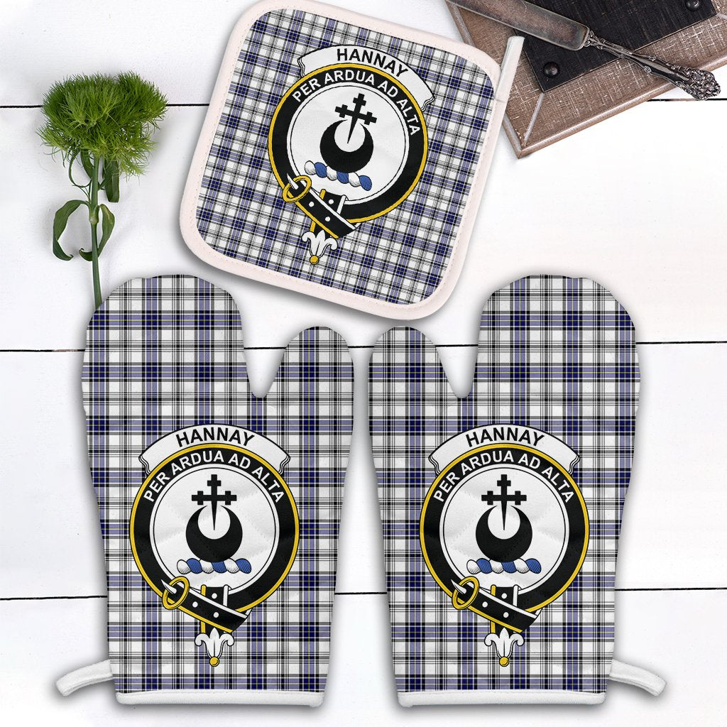 Clan Hannay Modern Tartan Crest Oven Mitt And Pot Holder (2 Oven Mitts + 1 Pot Holder) SJ94 Clan Hannay Tartan Today   