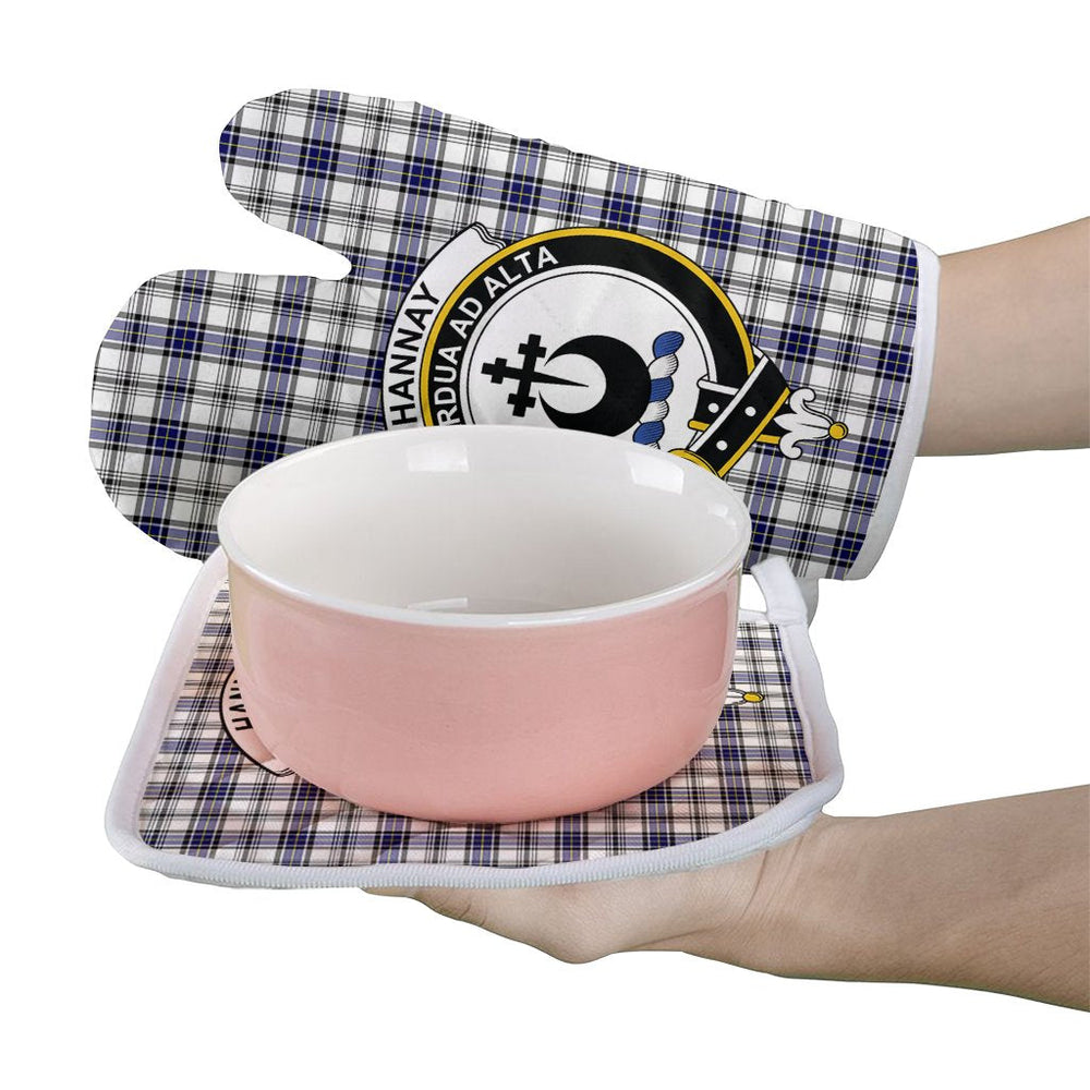 Clan Hannay Modern Tartan Crest Oven Mitt And Pot Holder (2 Oven Mitts + 1 Pot Holder) SJ94 Clan Hannay Tartan Today   