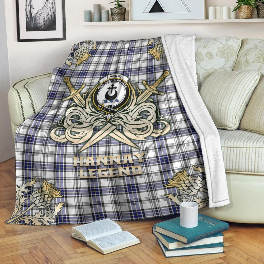 Clan Hannay Modern Tartan Gold Courage Symbol Blanket JY49 Clan Hannay Tartan Today   