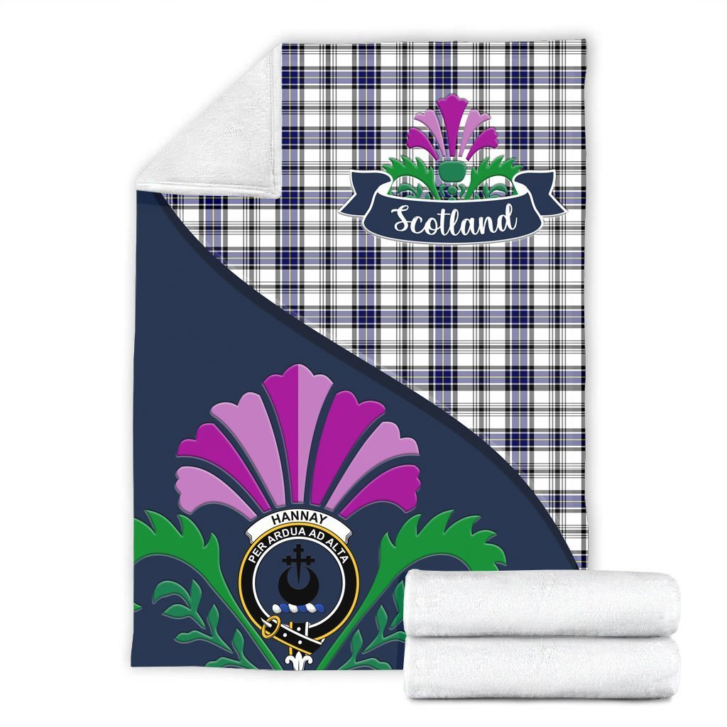 Clan Hannay Tartan Crest Premium Blanket Thistle Style HN19 Clan Hannay Tartan Today   