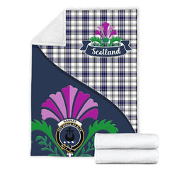 Clan Hannay Tartan Crest Premium Blanket Thistle Style HN19 Clan Hannay Tartan Today   