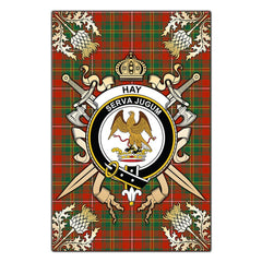 Clan Hay Ancient Tartan Crest Black Garden Flag  - Gold Thistle  ST10 Clan Hay Tartan Today   
