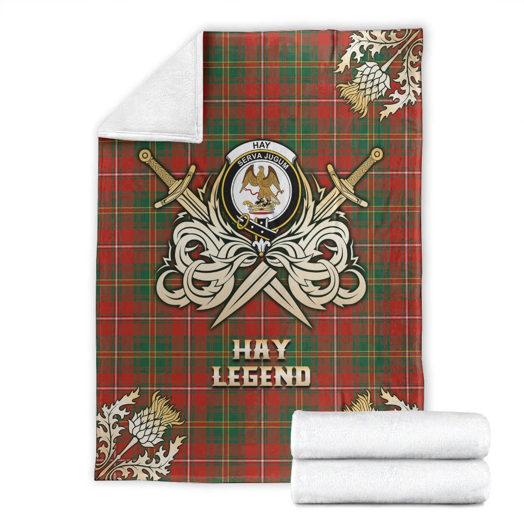 Clan Hay Ancient Tartan Gold Courage Symbol Blanket VI98 Clan Hay Tartan Today   